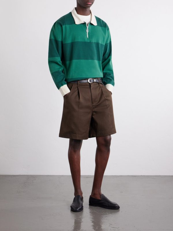 Straight-Leg Pleated Cotton and Linen-Blend Shorts - OU Straight-Leg Pleated Cotton and Linen-Blend Shorts - OU