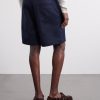 Straight-Leg Pleated Cotton and Linen-Blend Shorts - BK Straight-Leg Pleated Cotton and Linen-Blend Shorts - BK