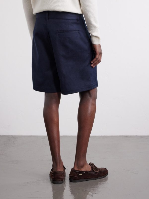 Straight-Leg Pleated Cotton and Linen-Blend Shorts - BK Straight-Leg Pleated Cotton and Linen-Blend Shorts - BK