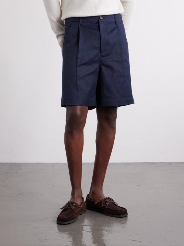 Straight-Leg Pleated Cotton and Linen-Blend Shorts - FR Straight-Leg Pleated Cotton and Linen-Blend Shorts - FR