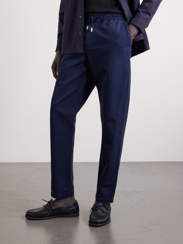Straight-Leg Cotton and Linen-Blend Twill Drawstring Trousers - FR Straight-Leg Cotton and Linen-Blend Twill Drawstring Trousers - FR