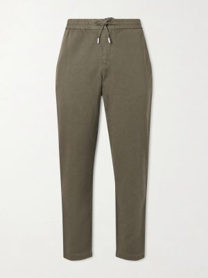 Straight-Leg Cotton and Linen-Blend Twill Drawstring Trousers