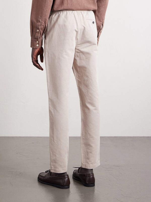 Straight-Leg Cotton and Linen-Blend Twill Drawstring Trousers - BK Straight-Leg Cotton and Linen-Blend Twill Drawstring Trousers - BK