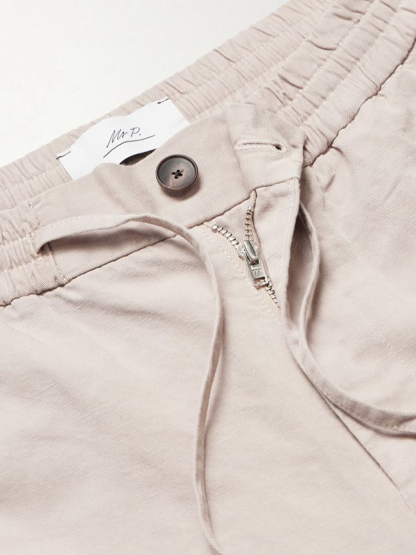 Straight-Leg Cotton and Linen-Blend Twill Drawstring Trousers - E1 Straight-Leg Cotton and Linen-Blend Twill Drawstring Trousers - E1