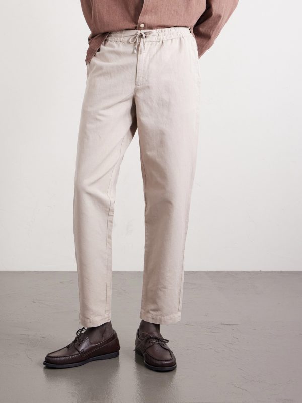 Straight-Leg Cotton and Linen-Blend Twill Drawstring Trousers - FR Straight-Leg Cotton and Linen-Blend Twill Drawstring Trousers - FR