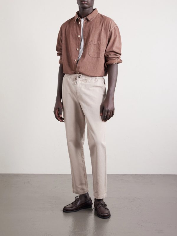 Straight-Leg Cotton and Linen-Blend Twill Drawstring Trousers - OU Straight-Leg Cotton and Linen-Blend Twill Drawstring Trousers - OU