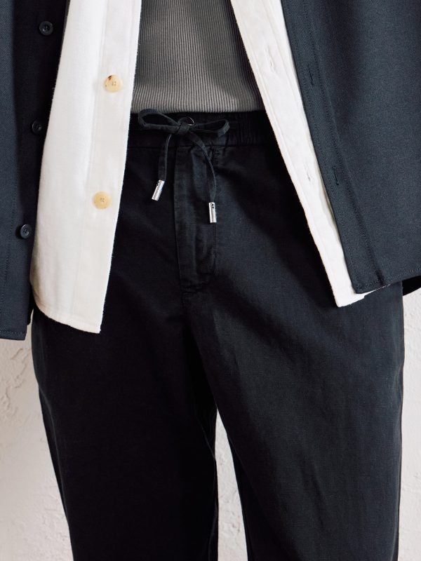 Straight-Leg Cotton and Linen-Blend Twill Drawstring Trousers - CU