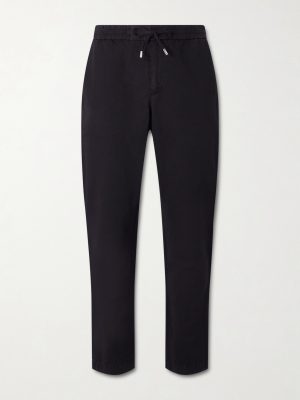 Straight-Leg Cotton and Linen-Blend Twill Drawstring Trousers