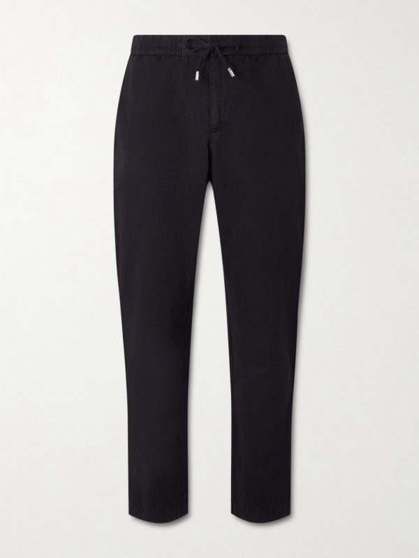 Straight-Leg Cotton and Linen-Blend Twill Drawstring Trousers