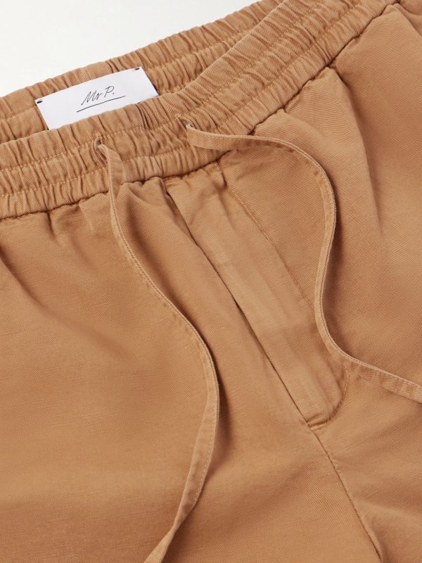 Straight-Leg Cotton and Linen-Blend Twill Drawstring Shorts - E1 Straight-Leg Cotton and Linen-Blend Twill Drawstring Shorts - E1