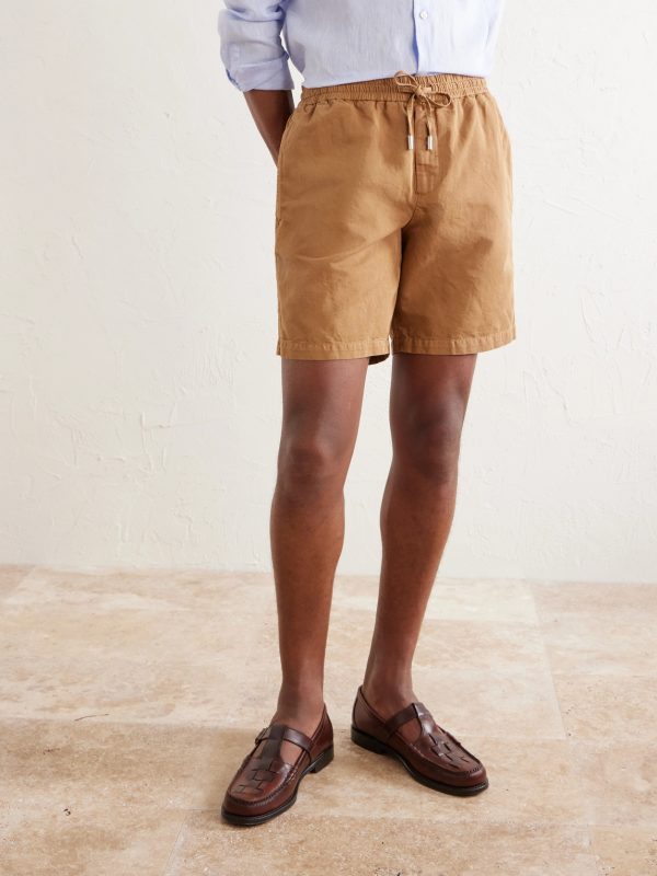 Straight-Leg Cotton and Linen-Blend Twill Drawstring Shorts - FR Straight-Leg Cotton and Linen-Blend Twill Drawstring Shorts - FR