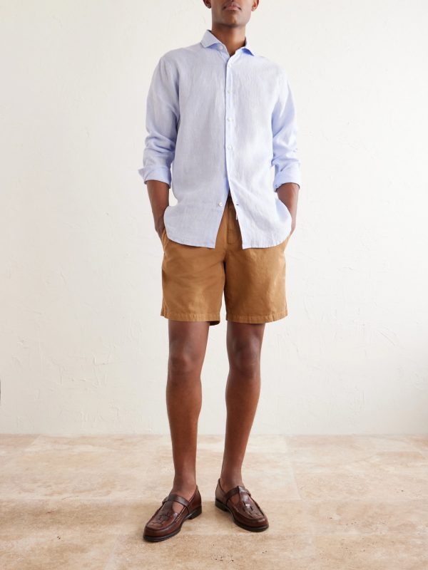 Straight-Leg Cotton and Linen-Blend Twill Drawstring Shorts - OU Straight-Leg Cotton and Linen-Blend Twill Drawstring Shorts - OU