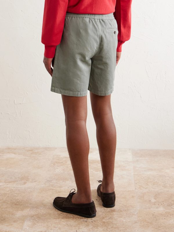 Straight-Leg Cotton and Linen-Blend Twill Drawstring Shorts - BK Straight-Leg Cotton and Linen-Blend Twill Drawstring Shorts - BK