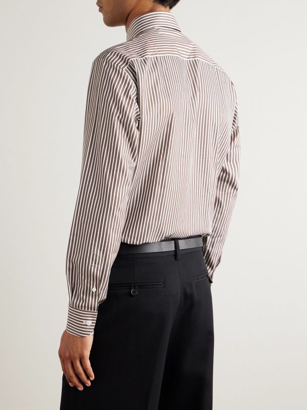 William Cutaway-Collar Striped Cotton-Poplin Shirt - BK