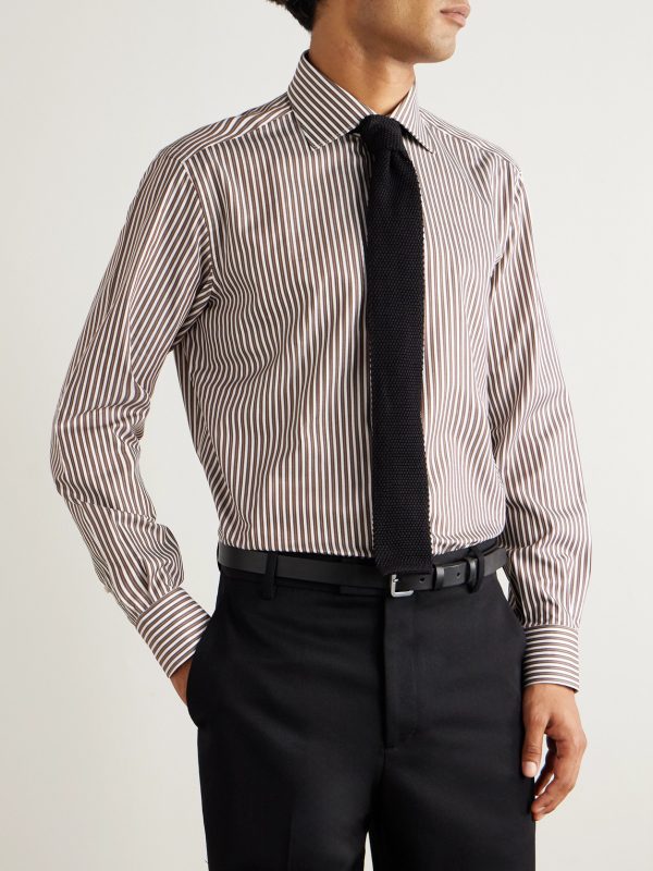 William Cutaway-Collar Striped Cotton-Poplin Shirt - FR