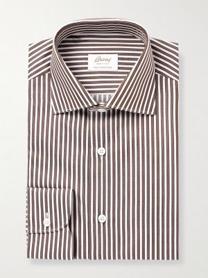 William Cutaway-Collar Striped Cotton-Poplin Shirt