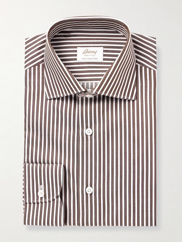 William Cutaway-Collar Striped Cotton-Poplin Shirt