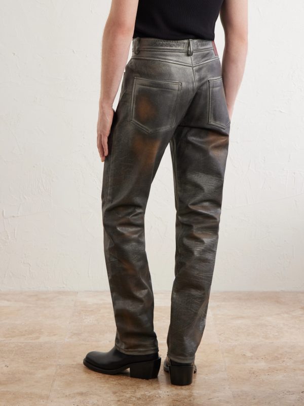 Straight-Leg Leather Trousers - BK Straight-Leg Leather Trousers - BK