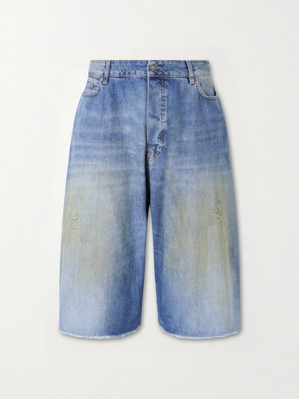 Wide-Leg Lightweight Denim Short