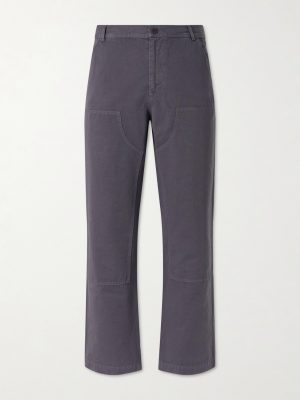 Straight-Leg Cotton and Linen-Blend Trousers