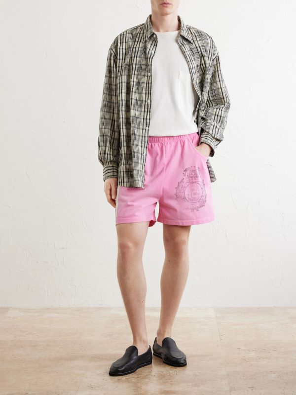 Straight-Leg Logo-Print Striped Cotton-Jersey Drawstring Shorts - OU Straight-Leg Logo-Print Striped Cotton-Jersey Drawstring Shorts - OU