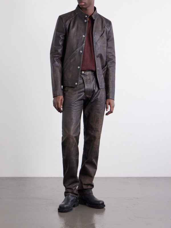 Moto Straight-Leg Leather Trousers - OU Moto Straight-Leg Leather Trousers - OU