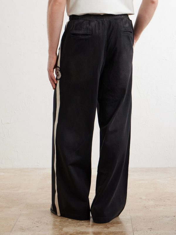 Straight-Leg Distressed Striped Cotton-Jersey Sweatpants - BK
