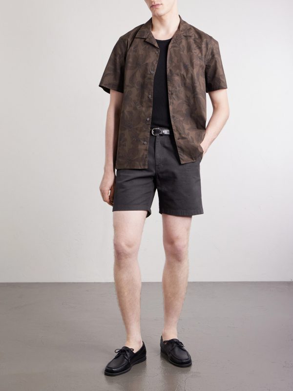 Wide-Leg Pleated Cotton-Canvas Shorts - OU Wide-Leg Pleated Cotton-Canvas Shorts - OU