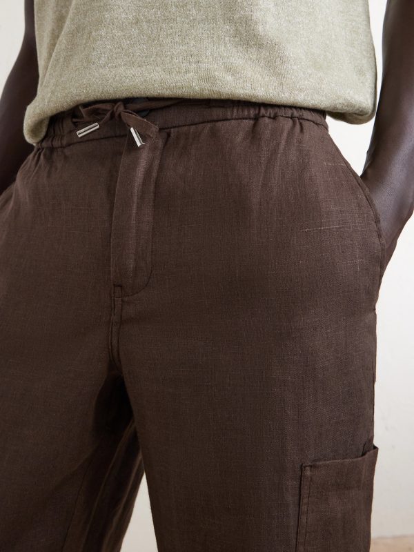 James Tapered Linen Drawstring Cargo Trousers - CU James Tapered Linen Drawstring Cargo Trousers - CU