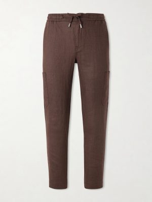 James Tapered Linen Drawstring Cargo Trousers James Tapered Linen Drawstring Cargo Trousers