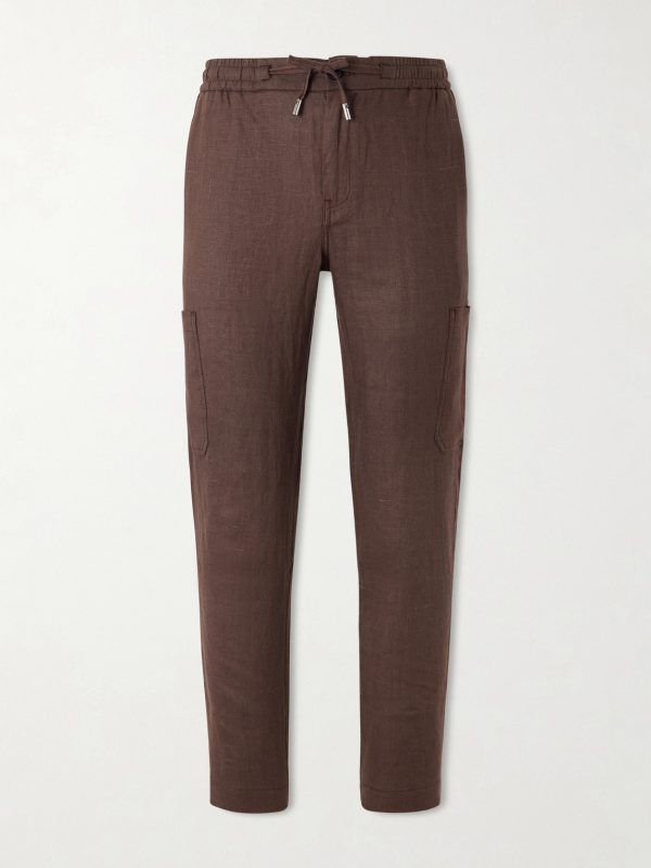James Tapered Linen Drawstring Cargo Trousers James Tapered Linen Drawstring Cargo Trousers