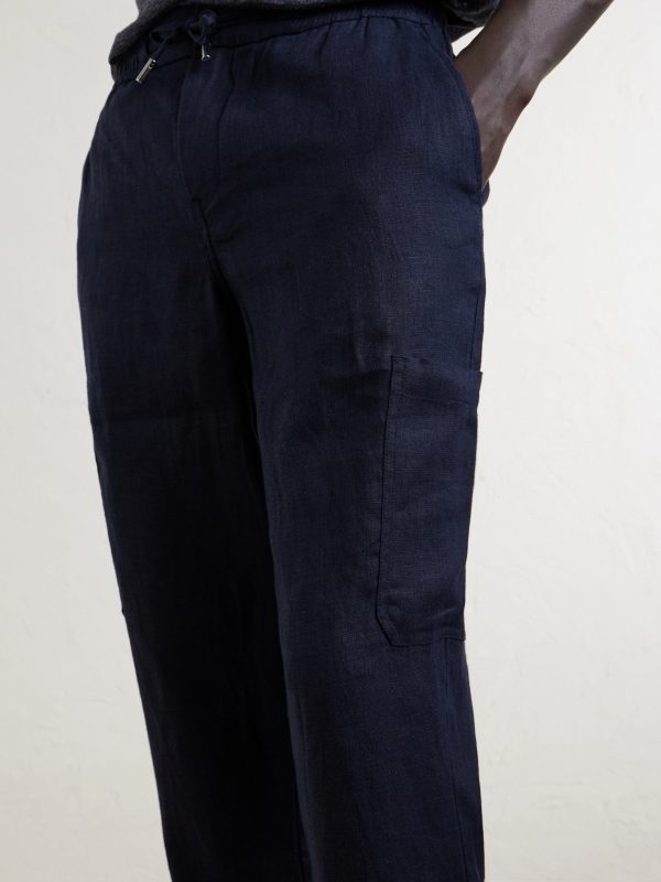 James Tapered Linen Drawstring Cargo Trousers - CU James Tapered Linen Drawstring Cargo Trousers - CU