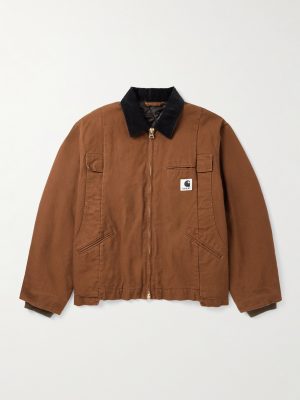 + Carhartt WIP Cotton Corduroy-Trimmed Panelled Cotton-Canvas Jacket + Carhartt WIP Cotton Corduroy-Trimmed Panelled Cotton-Canvas Jacket