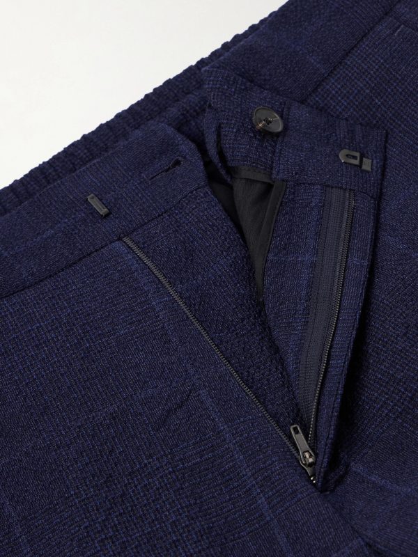Slim-Fit Tapered Checked Wool-Blend Suit Trousers - E1 Slim-Fit Tapered Checked Wool-Blend Suit Trousers - E1