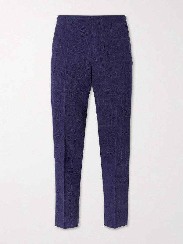 Slim-Fit Tapered Checked Wool-Blend Suit Trousers Slim-Fit Tapered Checked Wool-Blend Suit Trousers
