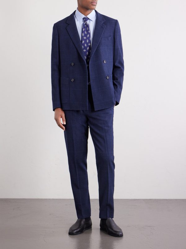 Slim-Fit Tapered Checked Wool-Blend Suit Trousers - OU Slim-Fit Tapered Checked Wool-Blend Suit Trousers - OU
