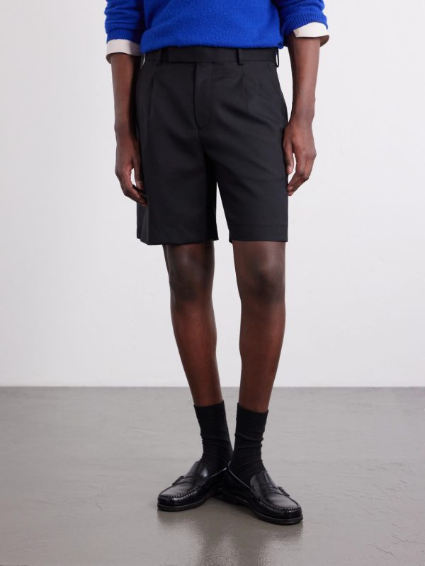 Wide-Leg Pleated Wool Shorts - FR