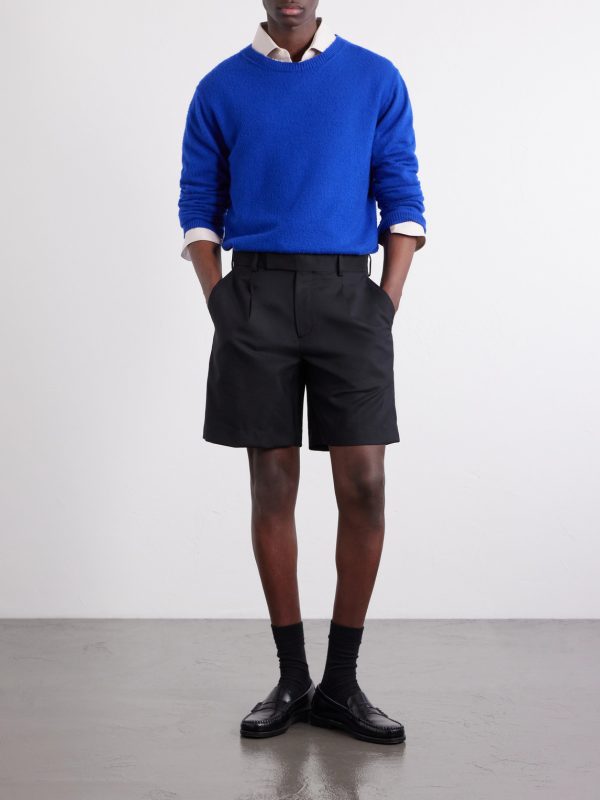 Wide-Leg Pleated Wool Shorts - OU