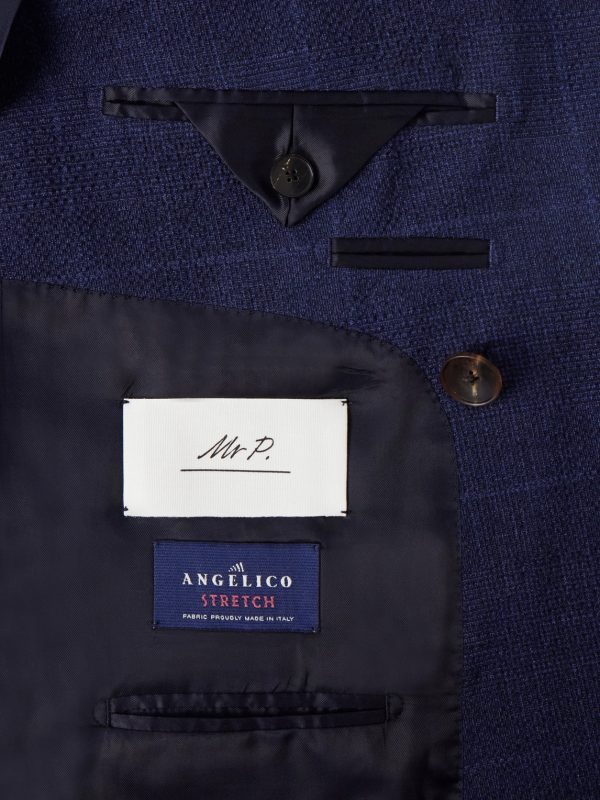 Double-Breasted Checked Wool-Blend Suit Jacket - E1