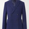 Double-Breasted Checked Wool-Blend Suit Jacket