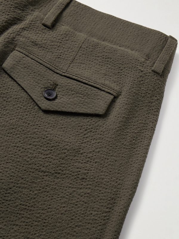 Straight-Leg Wool-Blend Seersucker Trousers - CU