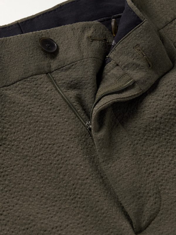 Straight-Leg Wool-Blend Seersucker Trousers - E1