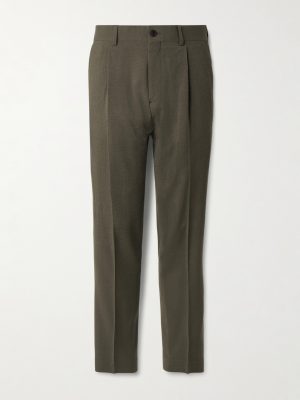 Straight-Leg Wool-Blend Seersucker Trousers