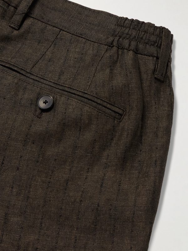 Straight-Leg Striped Linen Suit Trousers - CU Straight-Leg Striped Linen Suit Trousers - CU