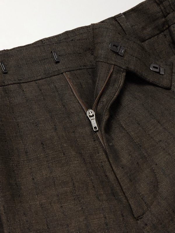 Straight-Leg Striped Linen Suit Trousers - E1 Straight-Leg Striped Linen Suit Trousers - E1