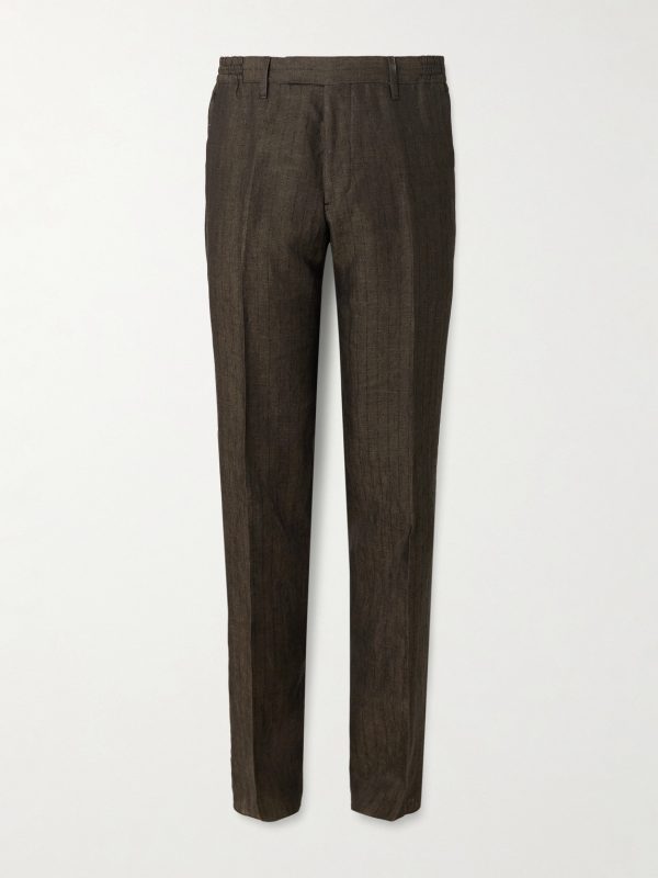Straight-Leg Striped Linen Suit Trousers Straight-Leg Striped Linen Suit Trousers