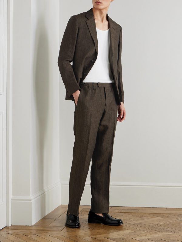 Straight-Leg Striped Linen Suit Trousers - OU Straight-Leg Striped Linen Suit Trousers - OU