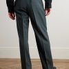 Wide-Leg Pleated Wool Suit Trousers - BK