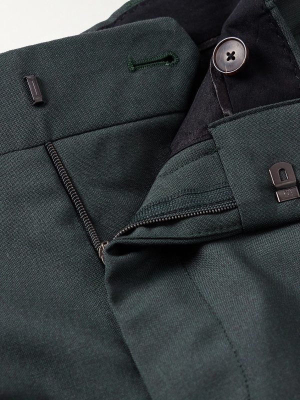 Wide-Leg Pleated Wool Suit Trousers - E1