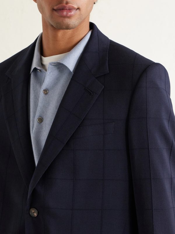 Checked Wool-Blend Suit Jacket - CU